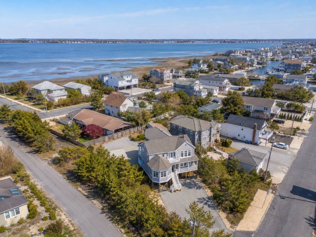 Aerial view of flood zone homes in Brick Township New Jersey